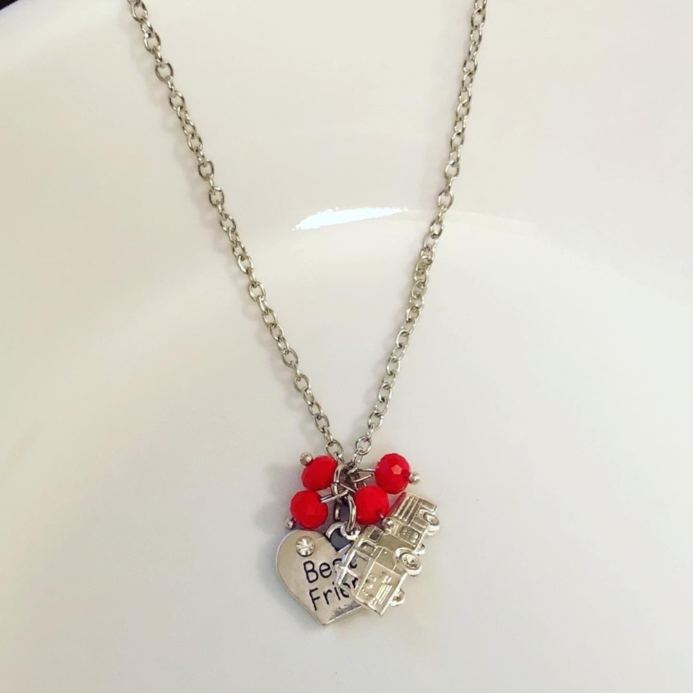 🔥🚒Red Beaded Fire Truck Best Friend Necklace🚒🔥